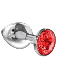 Большая серебристая анальная пробка Diamond Red Sparkle Large с красным кристаллом - 8 см. - Lola Games - купить с доставкой в Ногинске