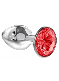 Малая серебристая анальная пробка Diamond Red Sparkle Small с красным кристаллом - 7 см. - Lola Games - купить с доставкой в Ногинске