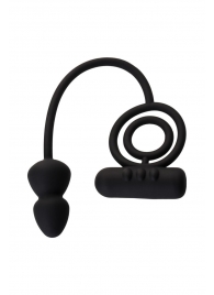 Чёрное эрекционное кольцо с вибропулькой и анальным хвостом - Erotist Adult Toys - в Ногинске купить с доставкой