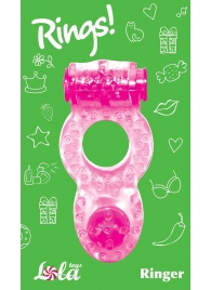 Розовое эрекционное кольцо с вибрацией Rings Ringer - Lola Games - в Ногинске купить с доставкой