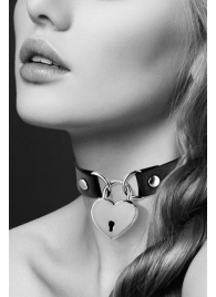 Черный чокер с замком в форме сердца - Bijoux Pour Toi - купить с доставкой в Ногинске