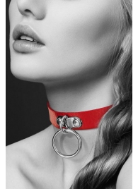 Красный узенький чокер с кольцом - Bijoux Pour Toi - купить с доставкой в Ногинске