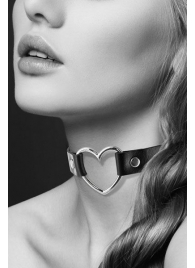 Чёрный чокер с кольцом в форме сердца - Bijoux Pour Toi - купить с доставкой в Ногинске