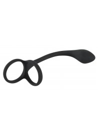 Эрекционное кольцо с утяжкой на мошонку и анальным плаг Black Velvets - Orion - в Ногинске купить с доставкой