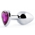 Серебристая анальная пробка с фиолетовым кристаллом-сердечком - 8 см. - Anal Jewelry Plug - купить с доставкой в Ногинске