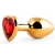 Золотистая анальная пробка с красным стразом-сердечком - 8 см. - Anal Jewelry Plug - купить с доставкой в Ногинске