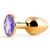Золотистая анальная пробка с фиолетовым стразом - 7,2 см. - Anal Jewelry Plug - купить с доставкой в Ногинске