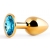 Золотистая анальная пробка с голубым стразом - 7,2 см. - Anal Jewelry Plug - купить с доставкой в Ногинске