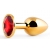 Золотистая анальная пробка с красным стразом - 7,2 см. - Anal Jewelry Plug - купить с доставкой в Ногинске
