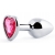 Серебристая анальная пробка с розовым кристаллом-сердечком - 7 см. - Anal Jewelry Plug - купить с доставкой в Ногинске