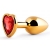 Золотистая анальная пробка с красным стразом-сердечком - 7 см. - Anal Jewelry Plug - купить с доставкой в Ногинске