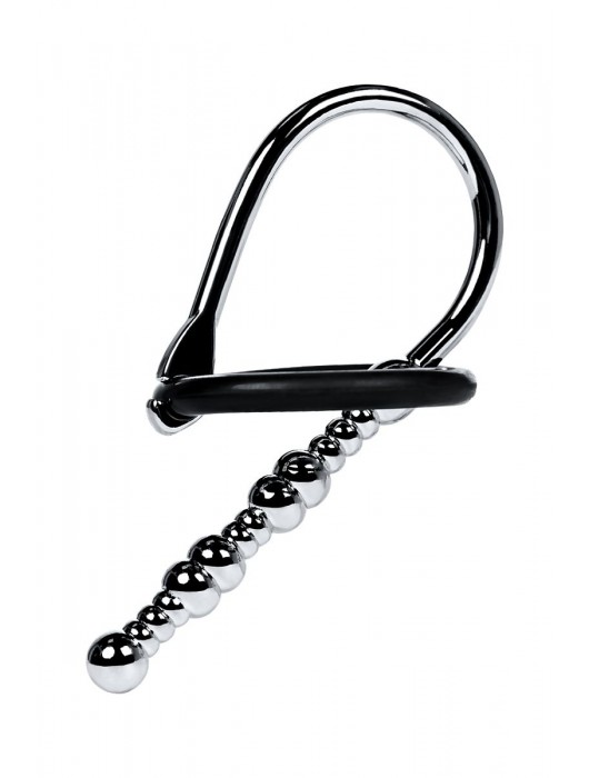 Серебристый уретральный плаг-бусины TOYFA Metal с мягким фиксириющим кольцом - ToyFa - купить с доставкой в Ногинске