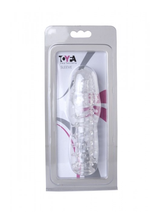 Прозрачная, закрытая насадка с шипами и точками - 13,5 см. - Toyfa Basic - в Ногинске купить с доставкой