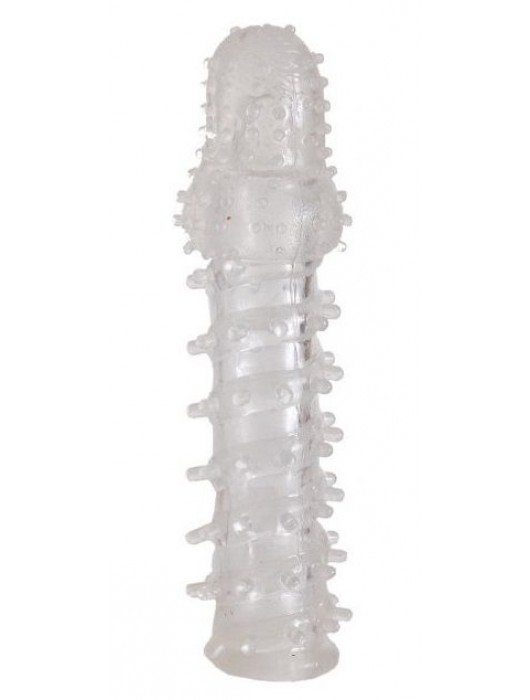 Прозрачная, закрытая насадка с шипами и точками - 13,5 см. - Toyfa Basic - в Ногинске купить с доставкой