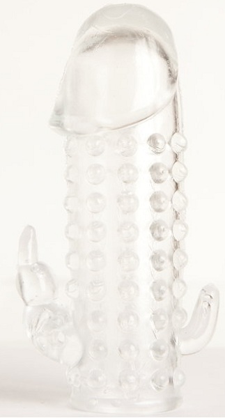 Гелевая прозрачная насадка с 2 отростками - 13 см. - Toyfa Basic - в Ногинске купить с доставкой