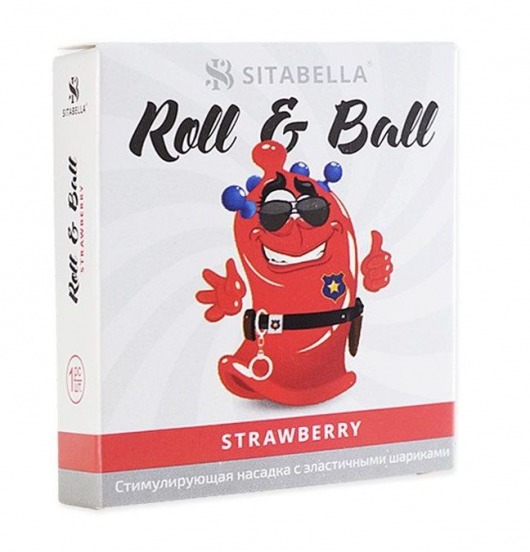 Стимулирующий презерватив-насадка Roll   Ball Strawberry - Sitabella - купить с доставкой в Ногинске