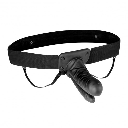 Полый страпон с двумя отростками и вибрацией Unisex Vibrating Hollow Strap-On Double Penetrating Dildo - 17,8 см. - Lux Fetish - купить с доставкой в Ногинске