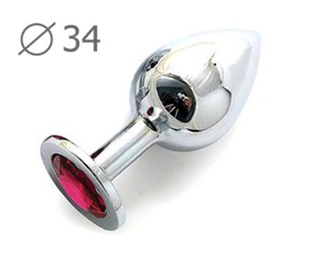 Коническая серебристая анальная втулка с малиновым кристаллом - 8,2 см. - Anal Jewelry Plug - купить с доставкой в Ногинске