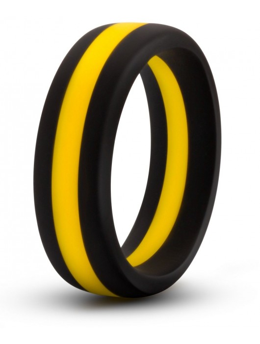 Черно-желтое силиконовое эрекционное кольцо Silicone Go Pro Cock Ring - Blush Novelties - в Ногинске купить с доставкой