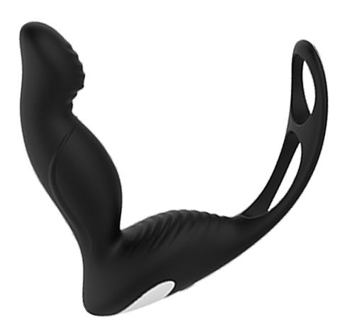 Черный вибромассажер простаты P-PLEASER W ERECTION ENHANCE - Dream Toys - в Ногинске купить с доставкой