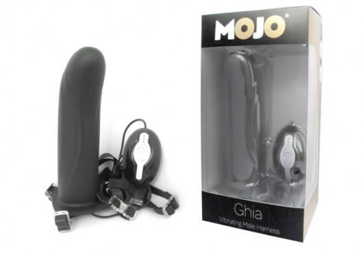 Черный страпон с вибратором Mojo Ghia - Seven Creations - купить с доставкой в Ногинске