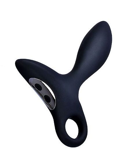 Черный силиконовый анальный вибромассажер Erokey с колечком-ограничителем - Erokay - в Ногинске купить с доставкой