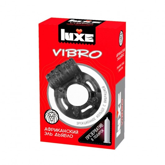 Чёрное эрекционное виброкольцо Luxe VIBRO  Африканский Эль Дьябло  + презерватив - Luxe - в Ногинске купить с доставкой