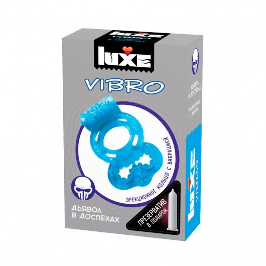 Голубое эрекционное виброкольцо Luxe VIBRO  Дьявол в доспехах  + презерватив - Luxe - в Ногинске купить с доставкой