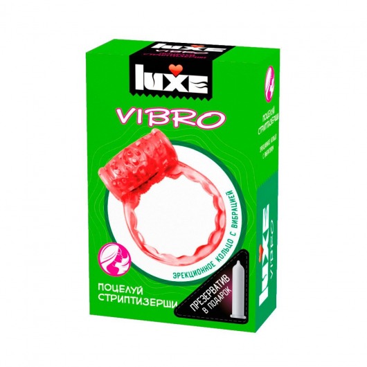 Розовое эрекционное виброкольцо Luxe VIBRO  Поцелуй стриптизёрши  + презерватив - Luxe - в Ногинске купить с доставкой