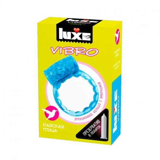 Голубое эрекционное виброкольцо Luxe VIBRO  Райская птица  + презерватив - Luxe - в Ногинске купить с доставкой