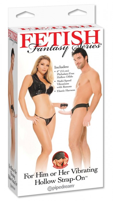 Полый страпон унисекс телесного цвета с вибрацией For Him or Her ​Vibrating Hollow Strap-On - 15 см. - Pipedream - купить с доставкой в Ногинске