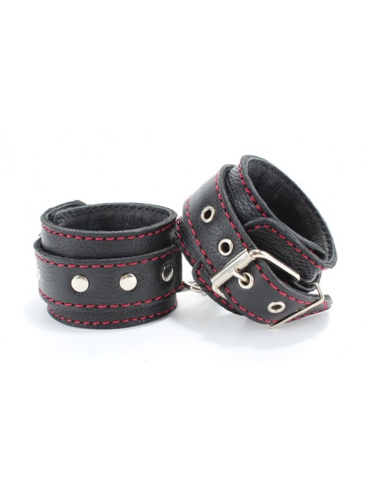 Черный бондажный набор с красной строчкой - БДСМ Арсенал - купить с доставкой в Ногинске