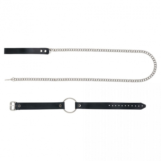 Черный поводок и чокер с кольцом Rada - Rebelts - купить с доставкой в Ногинске