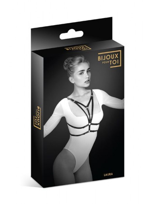 Черная упряжь на грудь Laura - Bijoux Pour Toi - купить с доставкой в Ногинске