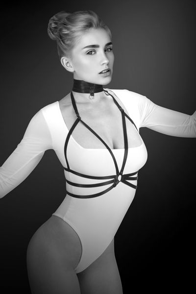 Черная упряжь на грудь Julia - Bijoux Pour Toi - купить с доставкой в Ногинске