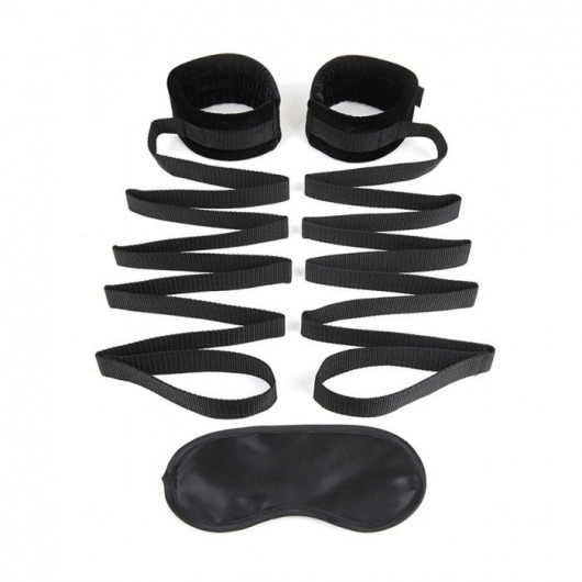 Чёрные манжеты для фиксации на кровати Bondage Bed Strap - Lux Fetish - купить с доставкой в Ногинске