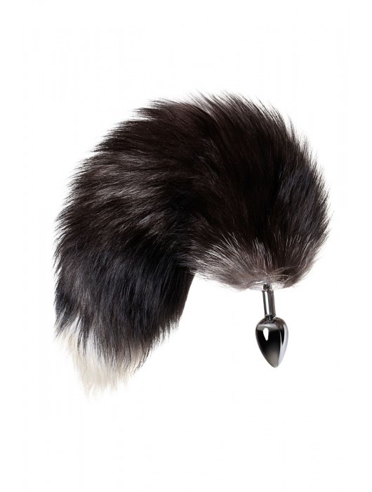 Серебристая металлическая анальная втулка с хвостом чернобурой лисы - размер S - ToyFa - купить с доставкой в Ногинске