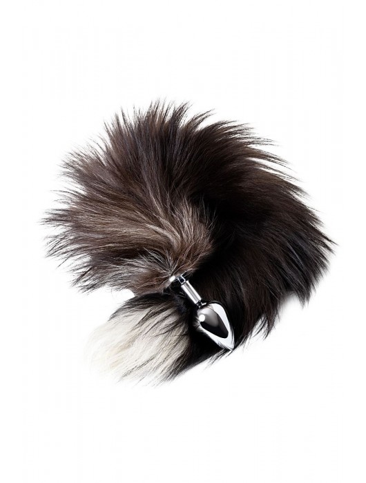 Серебристая металлическая анальная втулка с хвостом чернобурой лисы - размер S - ToyFa - купить с доставкой в Ногинске