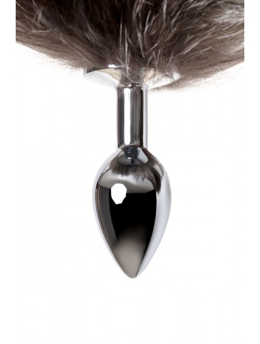 Серебристая металлическая анальная втулка с хвостом чернобурой лисы - размер S - ToyFa - купить с доставкой в Ногинске