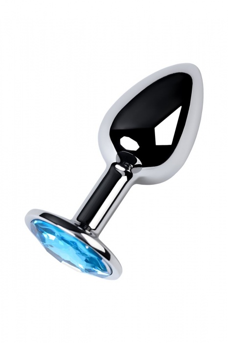 Серебристая конусовидная анальная пробка с голубым кристаллом - 7 см. - ToyFa - купить с доставкой в Ногинске