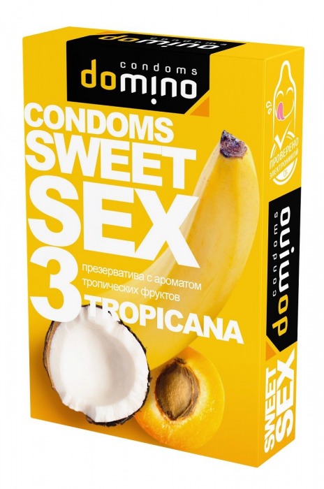 Презервативы для орального секса DOMINO Sweet Sex с ароматом тропических фруктов - 3 шт. - Domino - купить с доставкой в Ногинске