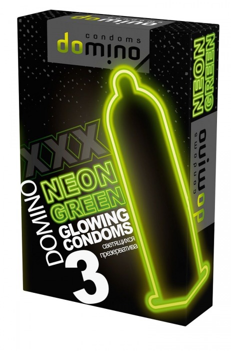 Презервативы DOMINO Neon Green со светящимся в темноте кончиком - 3 шт. - Domino - купить с доставкой в Ногинске