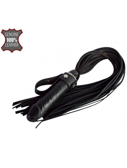 Черная плеть  Ковбой  с ручкой-фаллосом - 55 см. - Sitabella - купить с доставкой в Ногинске