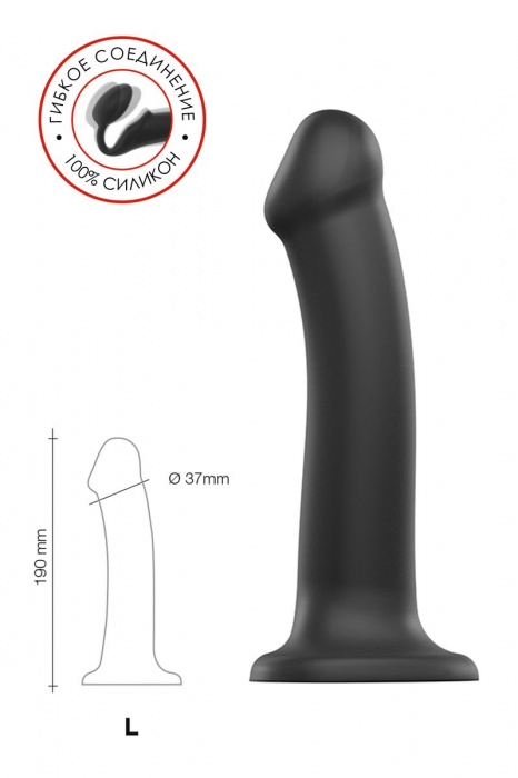 Черный фаллос на присоске Silicone Bendable Dildo L - 19 см. - Strap-on-me - купить с доставкой в Ногинске