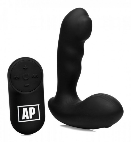 Черный стимулятор простаты Alpha-Pro 7X P-Milker Silicone Prostate Stimulator with Milking Bead - XR Brands - в Ногинске купить с доставкой