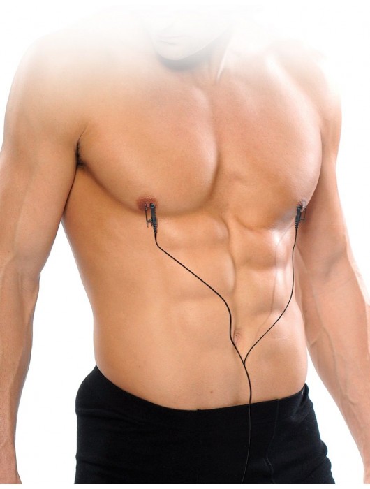 Черные электрические зажимы для сосков Shock Therapy Nipple Clamps - Pipedream - купить с доставкой в Ногинске