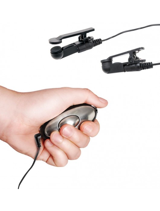 Черные электрические зажимы для сосков Shock Therapy Nipple Clamps - Pipedream - купить с доставкой в Ногинске