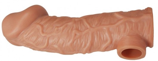 Телесная насадка на фаллос с отверстием для мошонки EXTREME SLEEVE - 17,6 см. - KOKOS - в Ногинске купить с доставкой