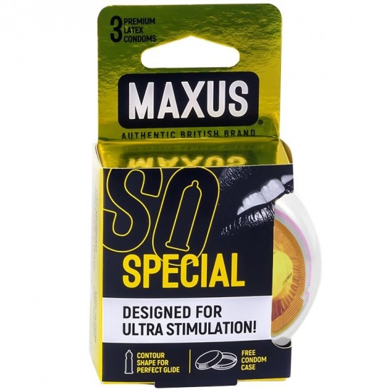 Презервативы с точками и рёбрами в пластиковом кейсе MAXUS Special - 3 шт. - Maxus - купить с доставкой в Ногинске