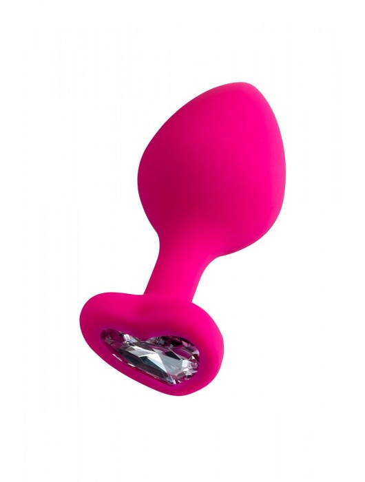 Розовая анальная втулка Diamond Heart с прозрачным кристаллом - 8 см. - ToyFa - купить с доставкой в Ногинске